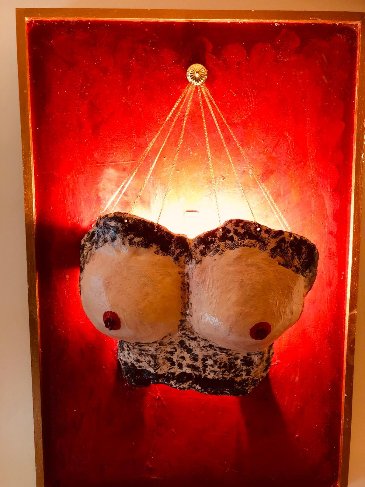 Modern Art Painting with Sculpture by House of Bianca Isabella 'Naked Breasts' For Sale 6