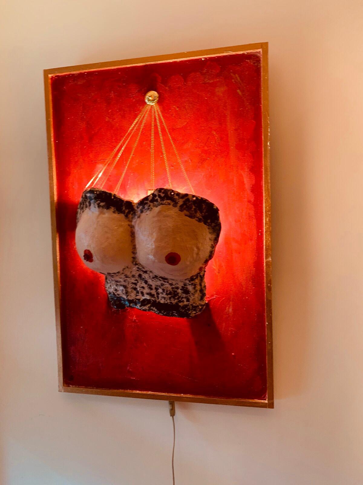 Modern Art Painting with Sculpture by House of Bianca Isabella 'Naked Breasts' For Sale 7