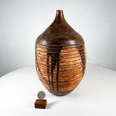 Modern Art Pottery Weed Pot Lava Drip Glaze Signed