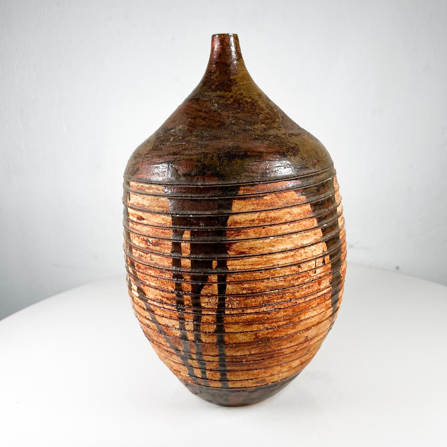 Mid-Century Modern Modern Art Pottery Weed Pot Lava Drip Glaze Signed