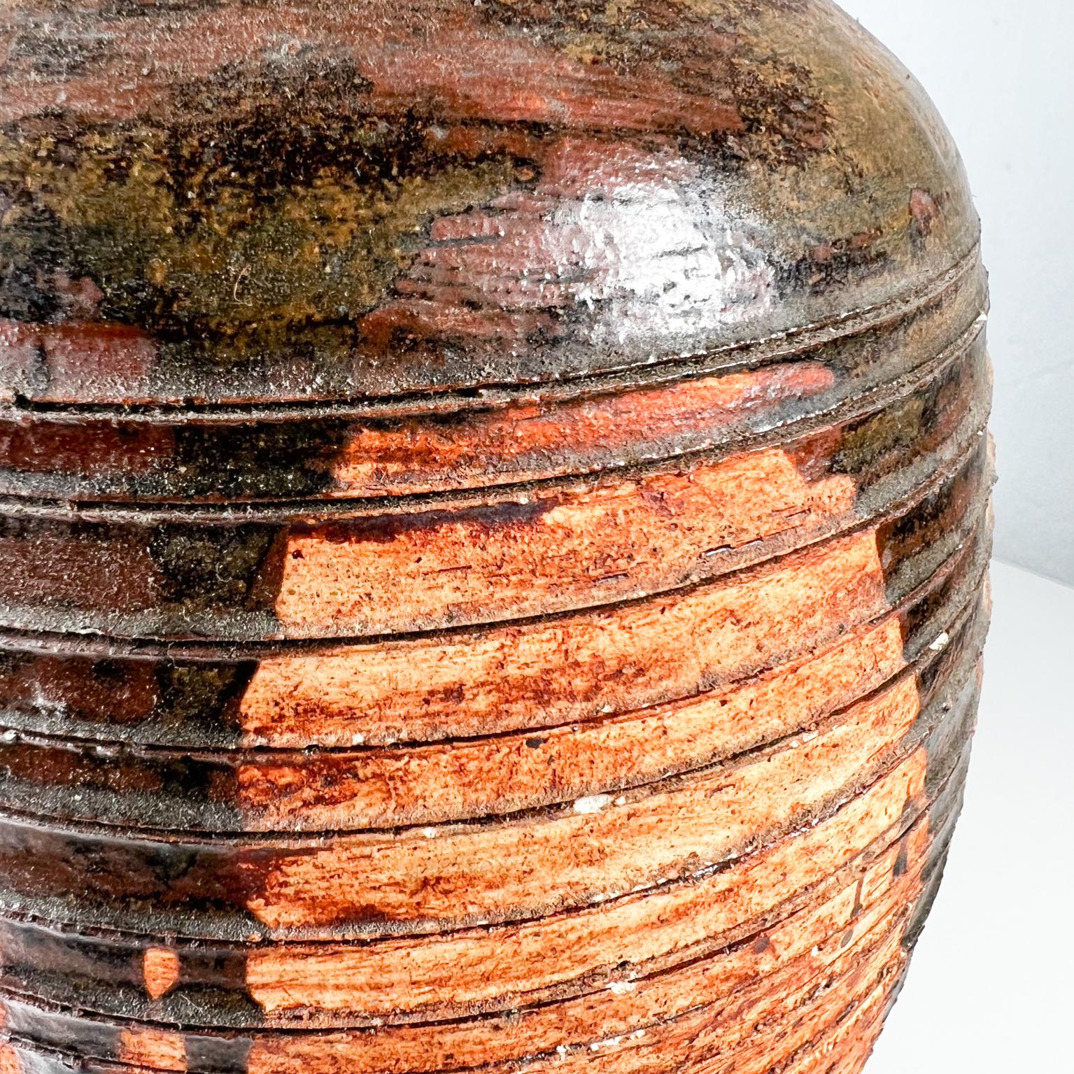 Modern Art Pottery Weed Pot Lava Drip Glaze Signed 1