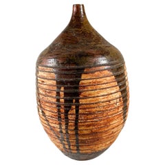 Modern Art Pottery Weed Pot Lava Drip Glaze Signed