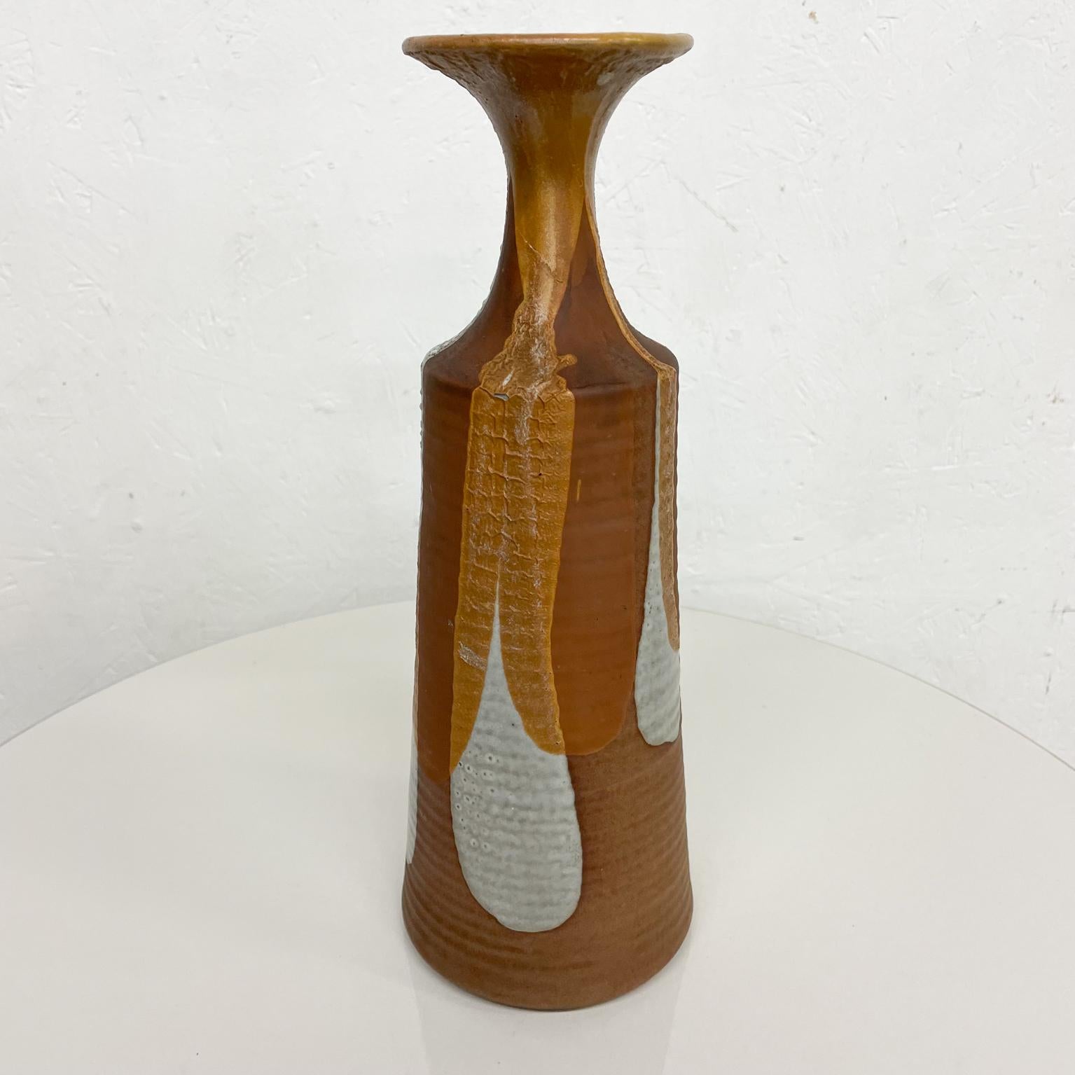 Modern Art Sculptural Studio Pottery Vase Warm Colors David Cressey Style 1970s For Sale 1