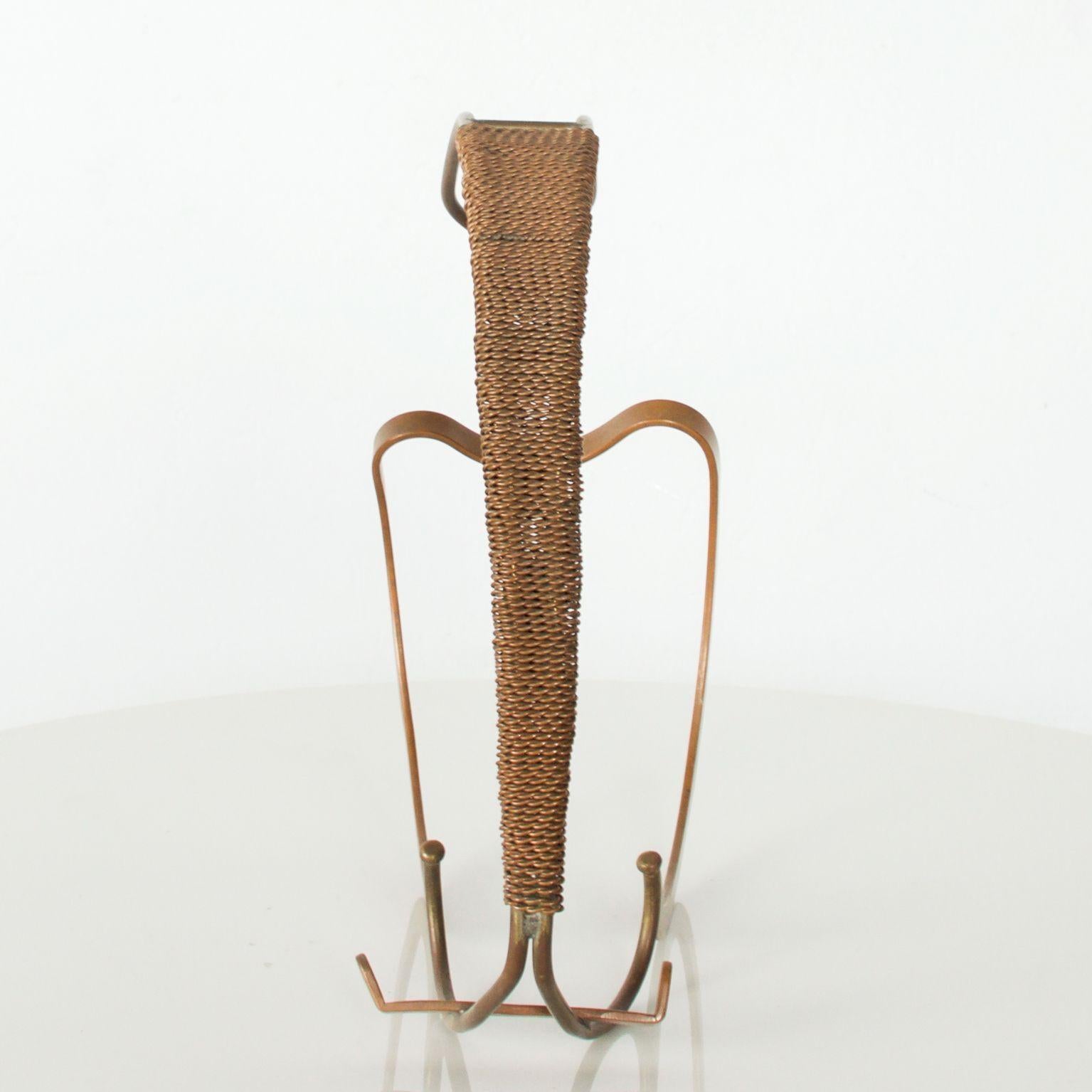 Late 20th Century Copper Modern Art Sculptural Wine Bottle Holder Carry Cradle 1980s