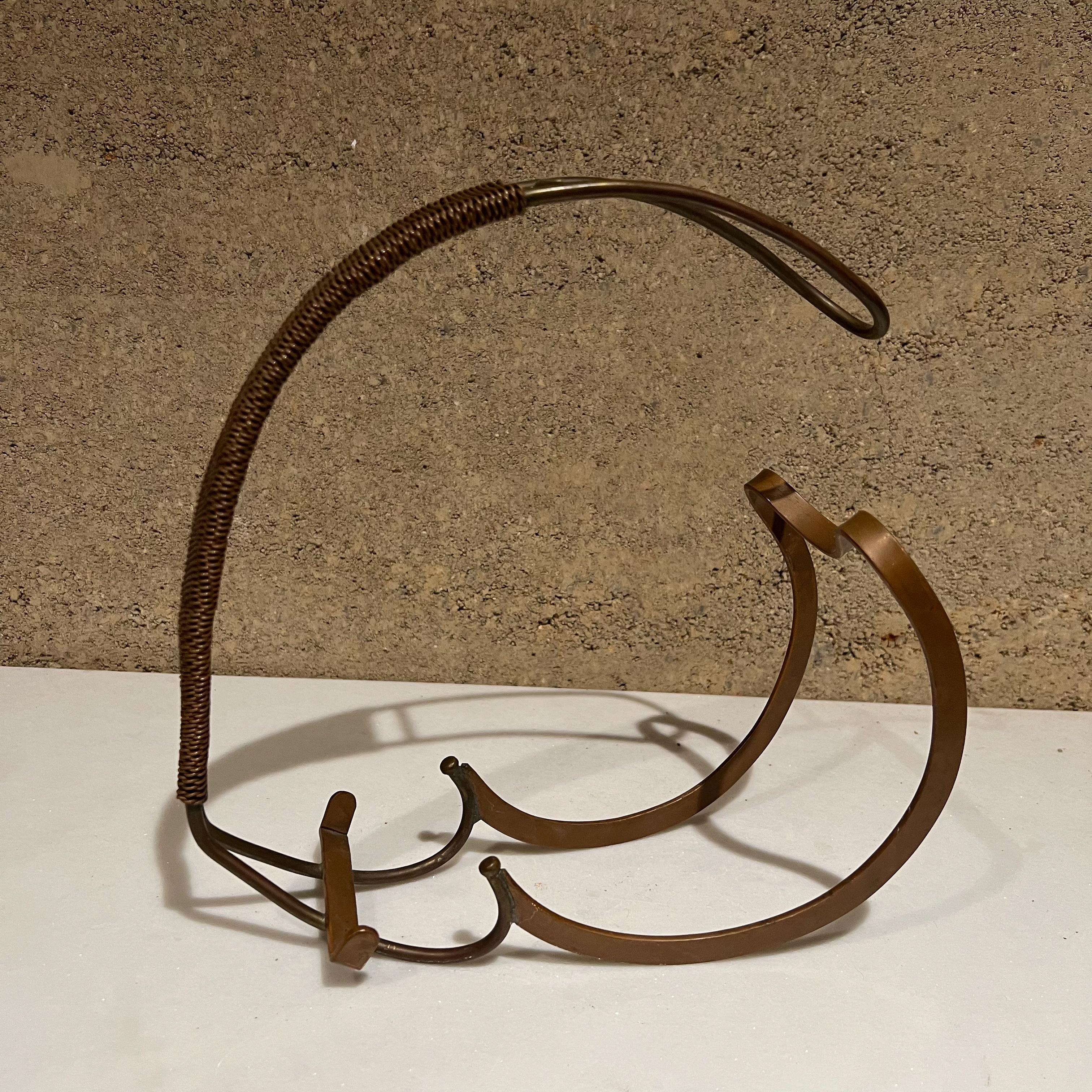 Late 20th Century  1980s Sculptural Wine Bottle Holder Bent Copper  For Sale
