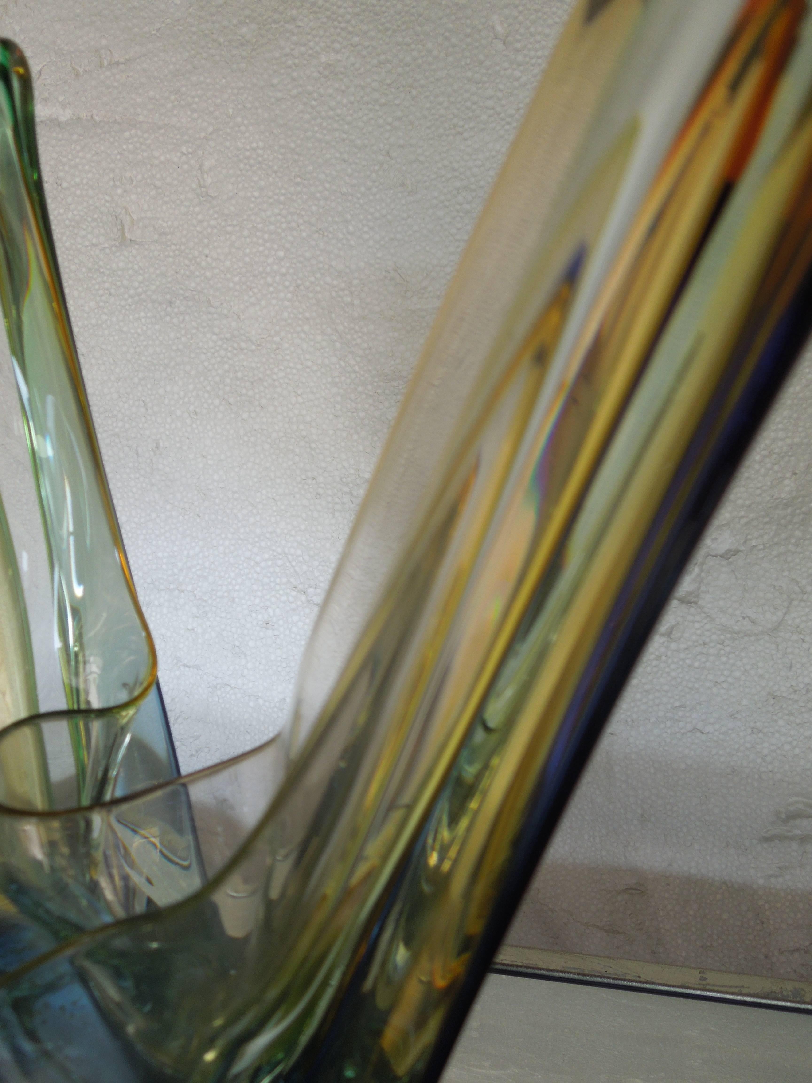 Polonais Sculpture d'art moderne en verre de cristal signée Jablanski Pologne en vente