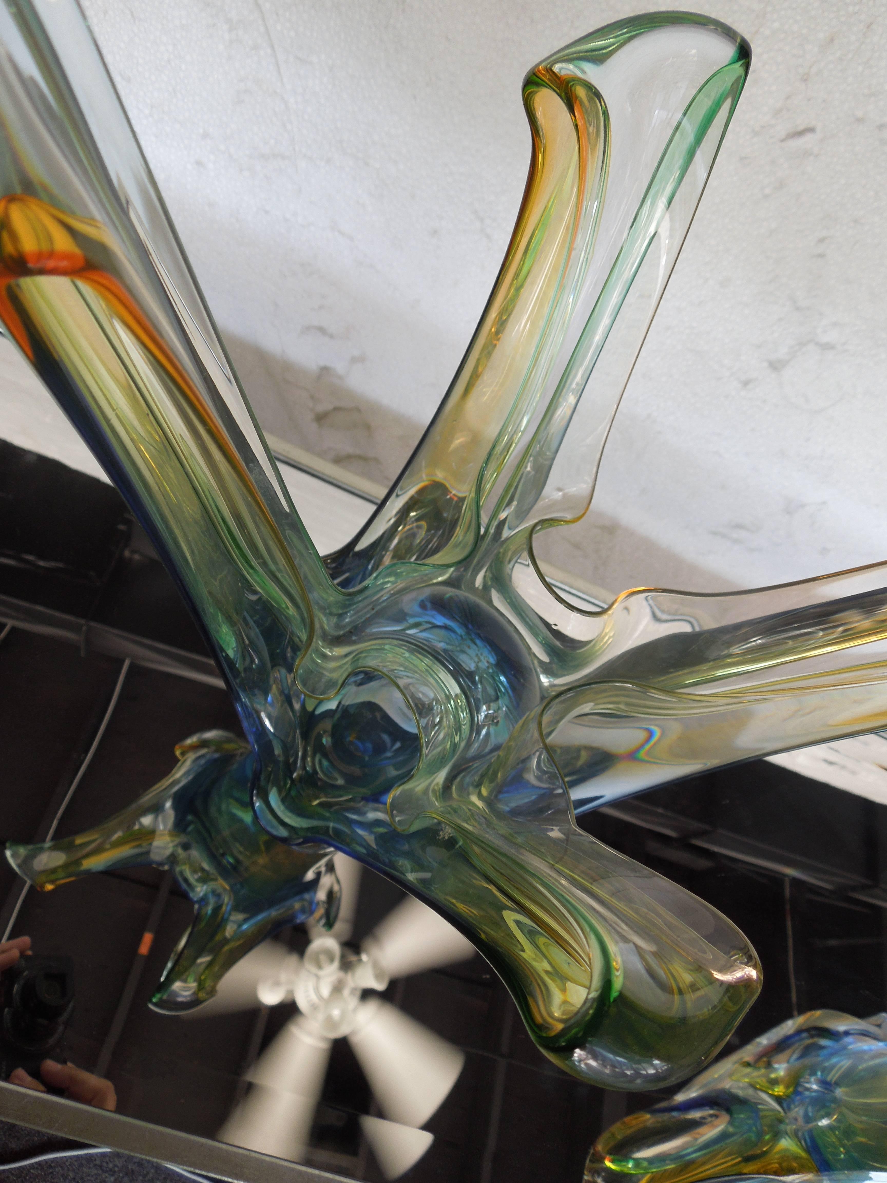 Autre Sculpture d'art moderne en verre de cristal signée Jablanski Pologne en vente