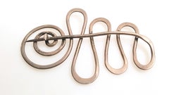 Artist BertoiaStyle HammeredSterlingSilver SquiggleSpiral Undulating Wire Brooch