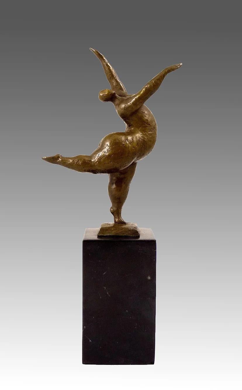 Bring movement, elegance, and contemporary artistry into your space with this bronze statue, the “Balancing Nude Dancer,”. Each detail of this piece reflects the harmony and tension of the human body, captured in a moment of poised suspension.

The