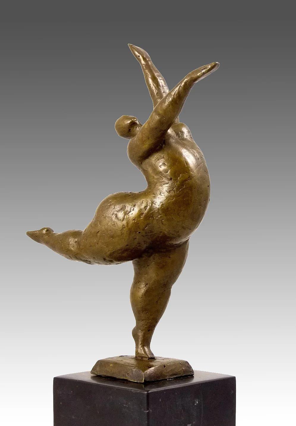 Patinated Modern Art Statue – Balancing Nude Dancer For Sale