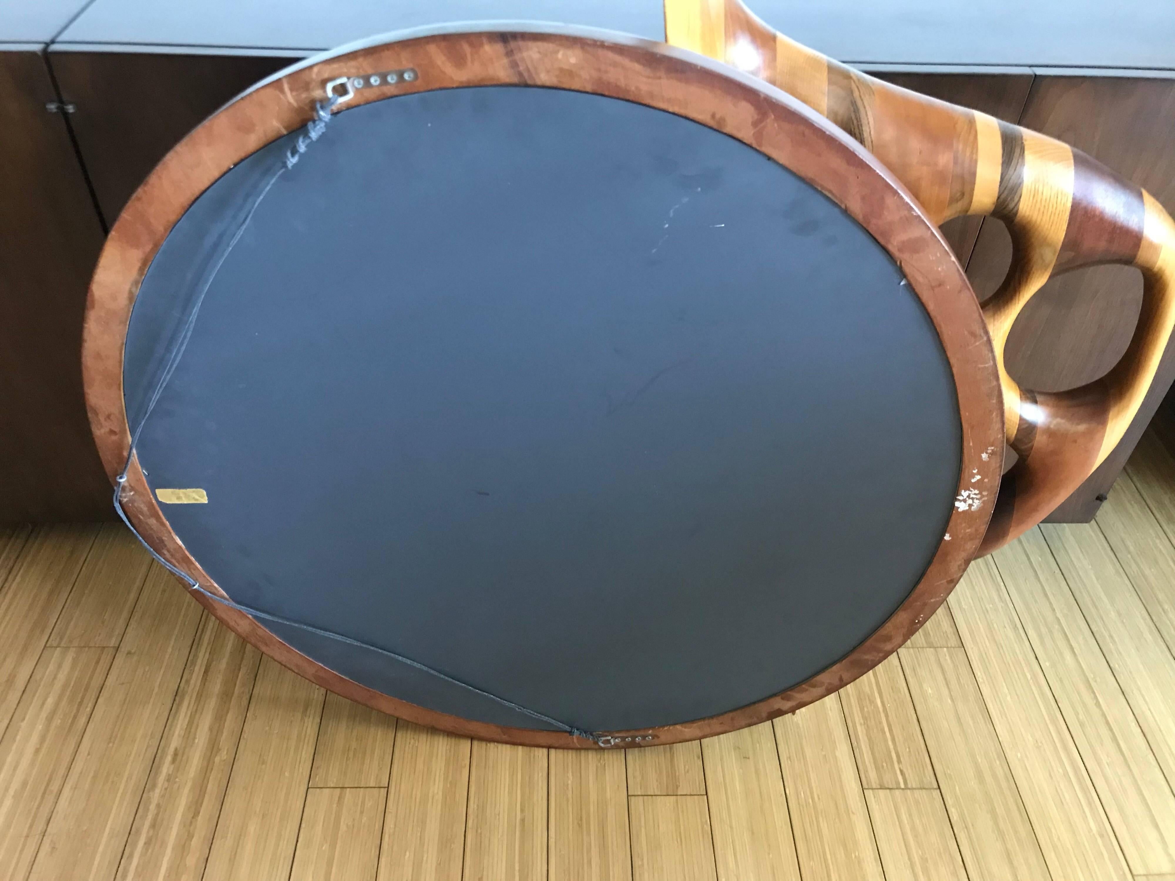 Large Studio Craft Design Sculpted Wood Mirror In Good Condition In Los Angeles, CA