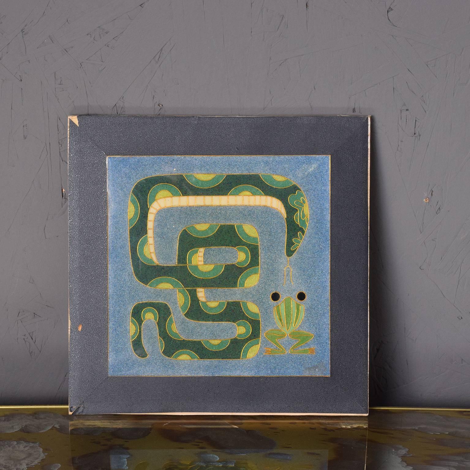 Modern Art Work Frog and Snake Enamel Style 4