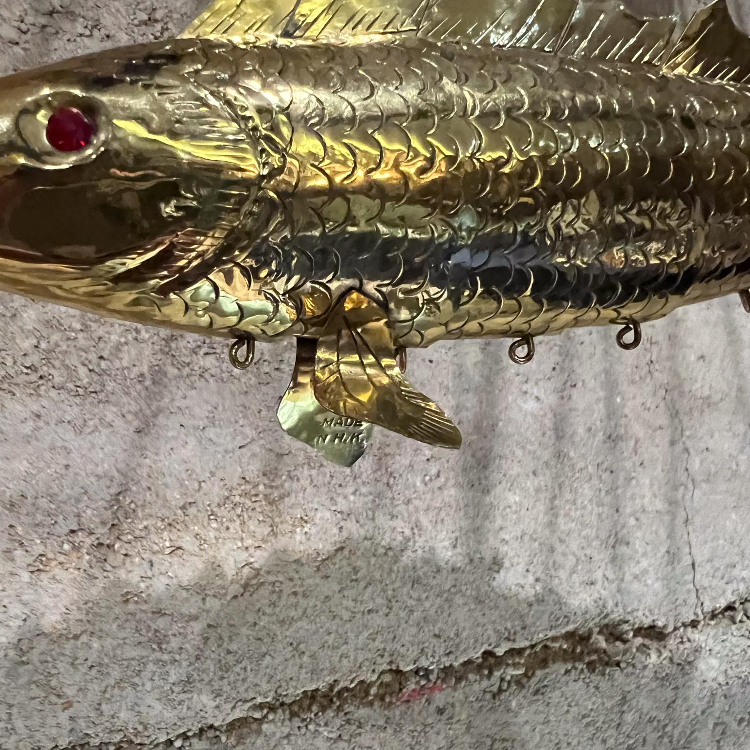 Modern Articulated Brass Fish Wall Sculpture Set of Two For Sale 4