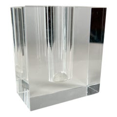 Modern Artisan Bud Vase Crystal Glass Rectangular Block Tizo Design