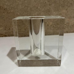 Modern Artisan Bud Vase Crystal Glass Rectangular Block Tizo Design