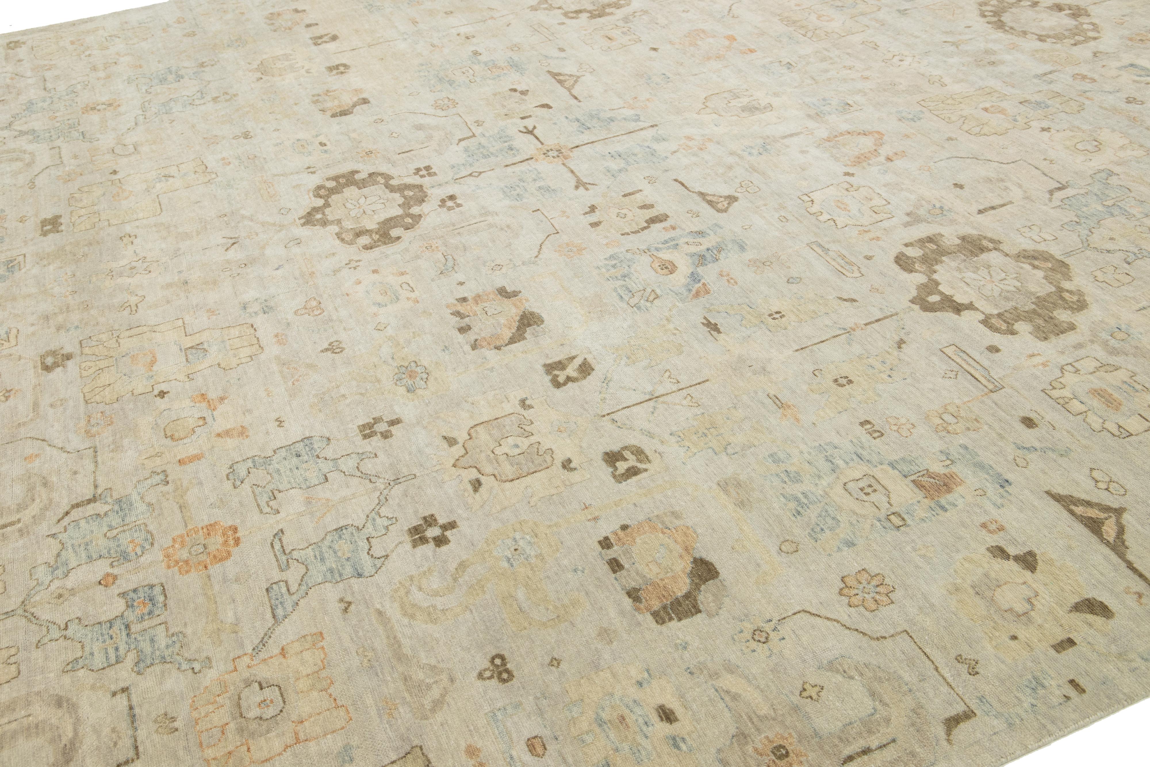 Indiano Tappeto in lana di dimensioni indiane della collezione Modern Artisan Collection'S in Beige in vendita