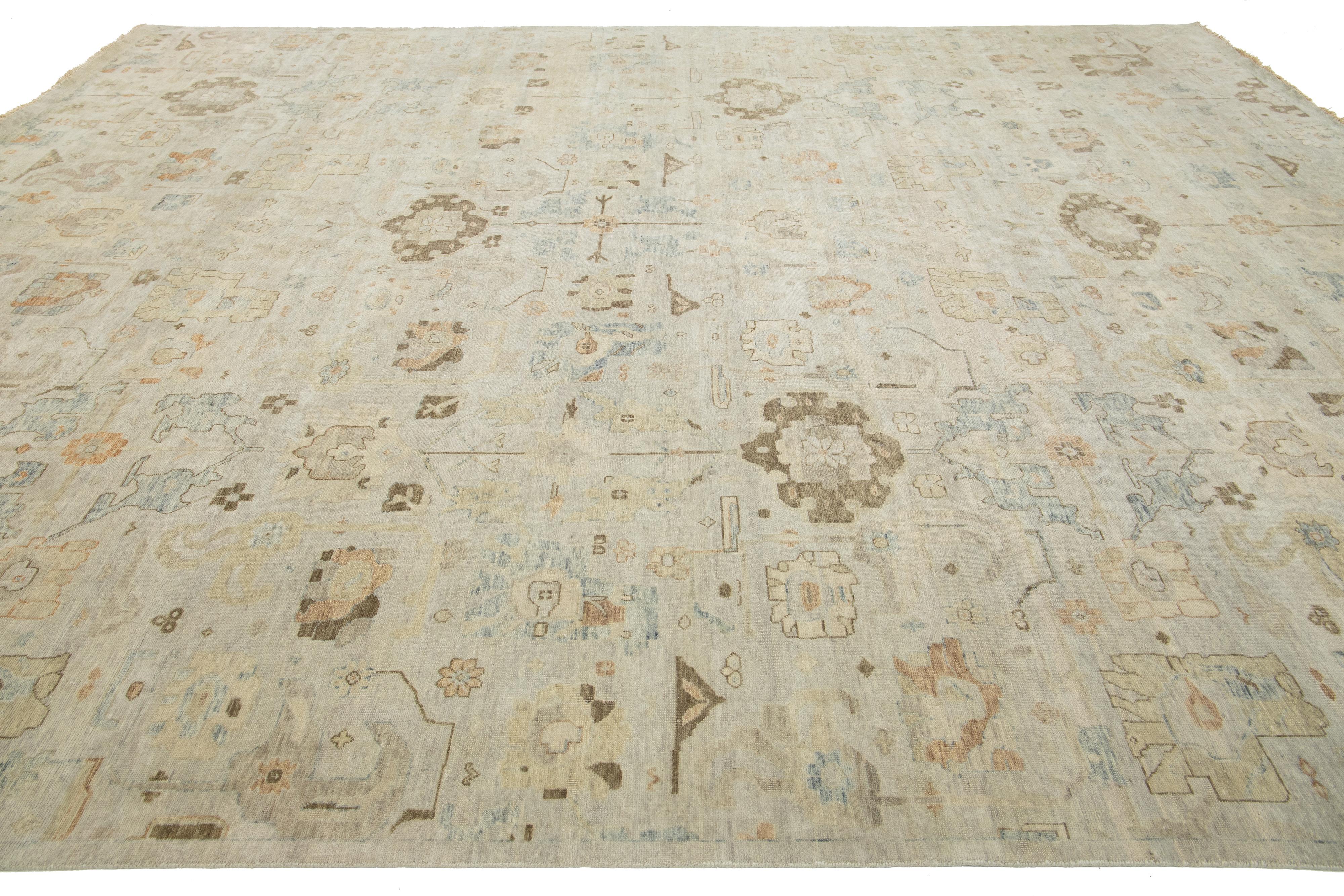 XXI secolo e contemporaneo Tappeto in lana di dimensioni indiane della collezione Modern Artisan Collection'S in Beige in vendita