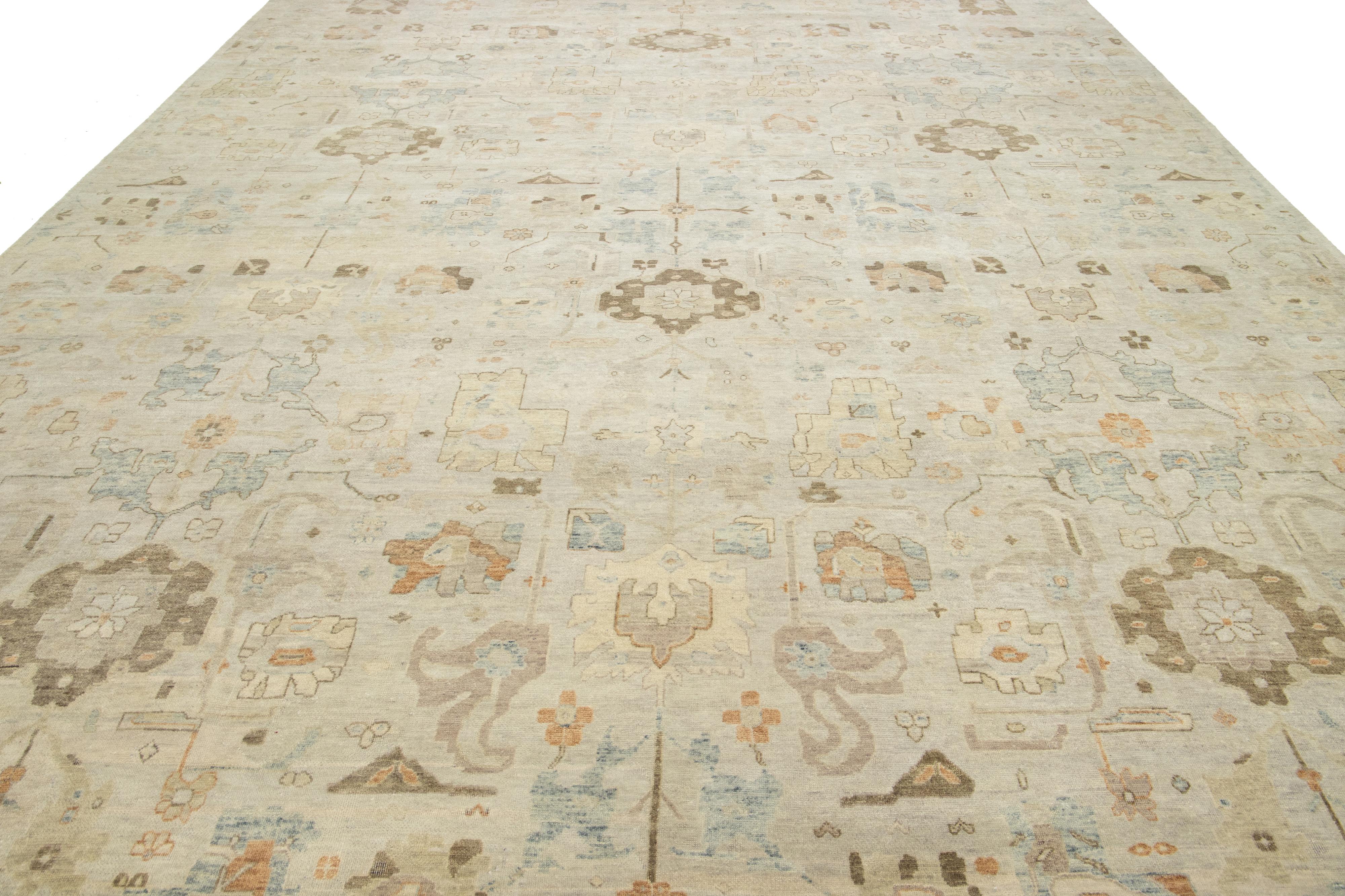 Tappeto in lana di dimensioni indiane della collezione Modern Artisan Collection'S in Beige in vendita 1