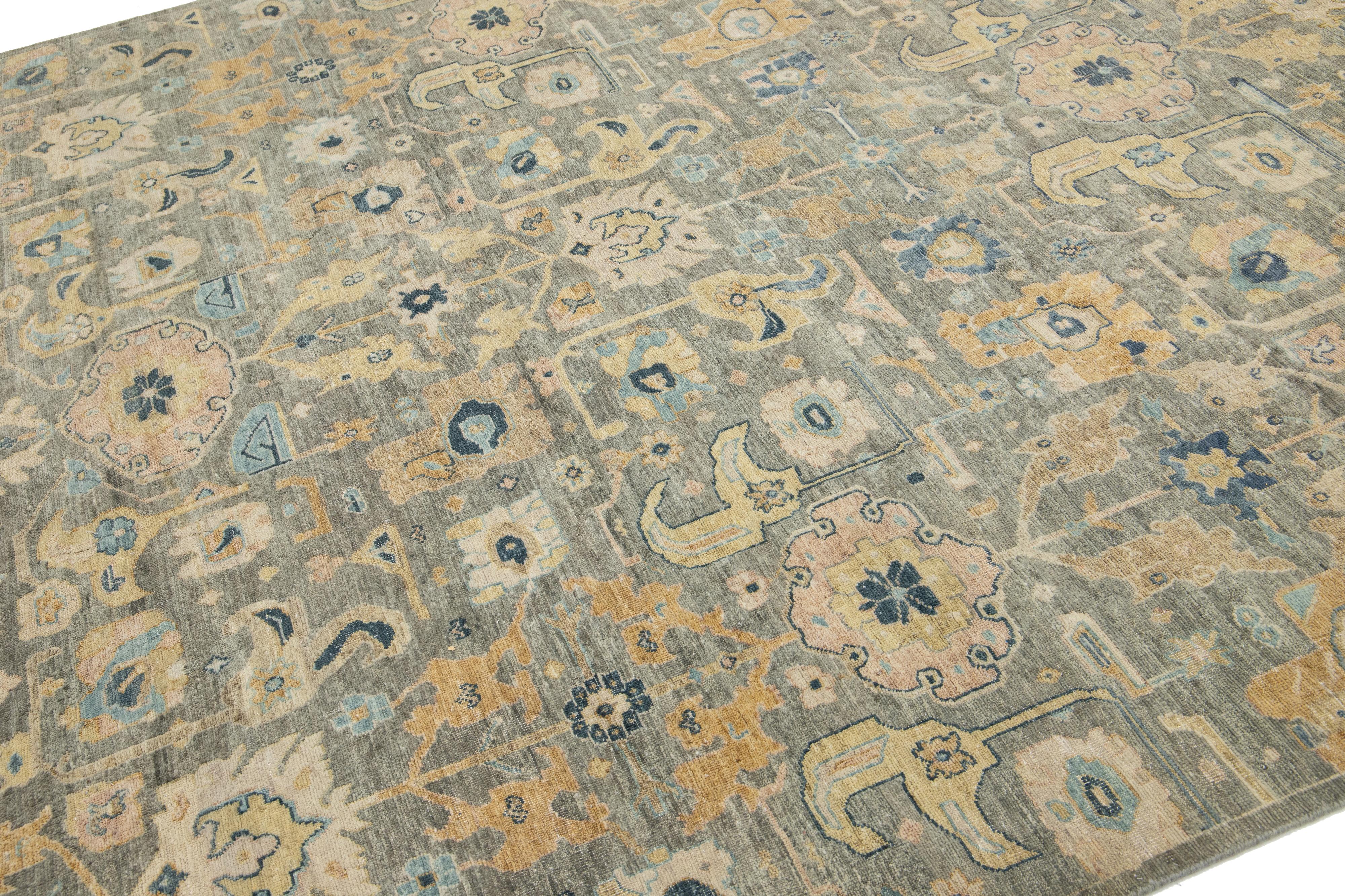 Modern Artisan Collection Indian Wool Rug In Gray With Allover Design In New Condition For Sale In Norwalk, CT