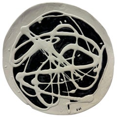 Modern Artisan Crafted Ceramic Plate Signed Gui