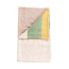 Modern Artisan Handwoven Cino Neutral Green Color Block Soft Merino Bedrunner