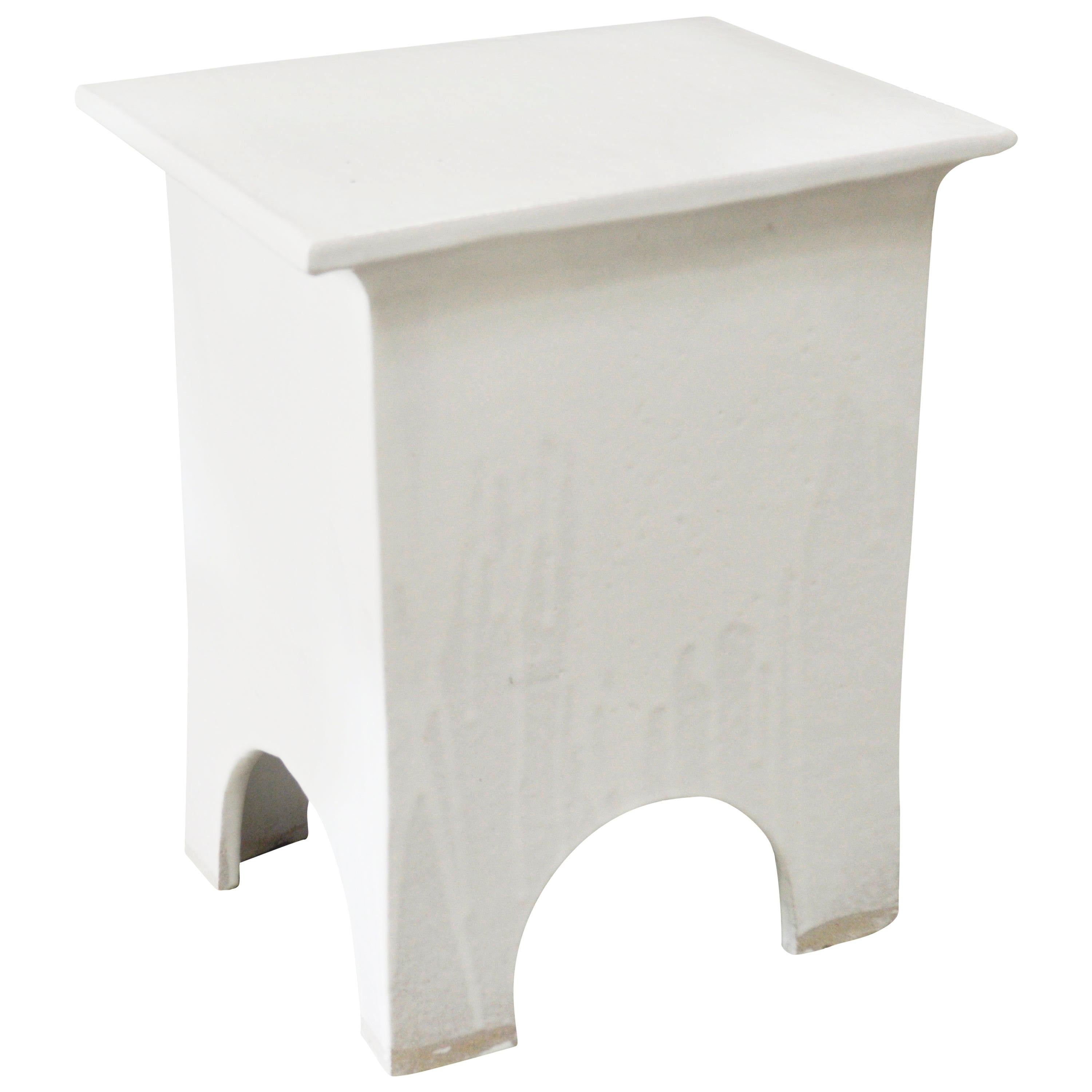 Modern Artisan Series Stool and Side Table "Blanco" For Sale