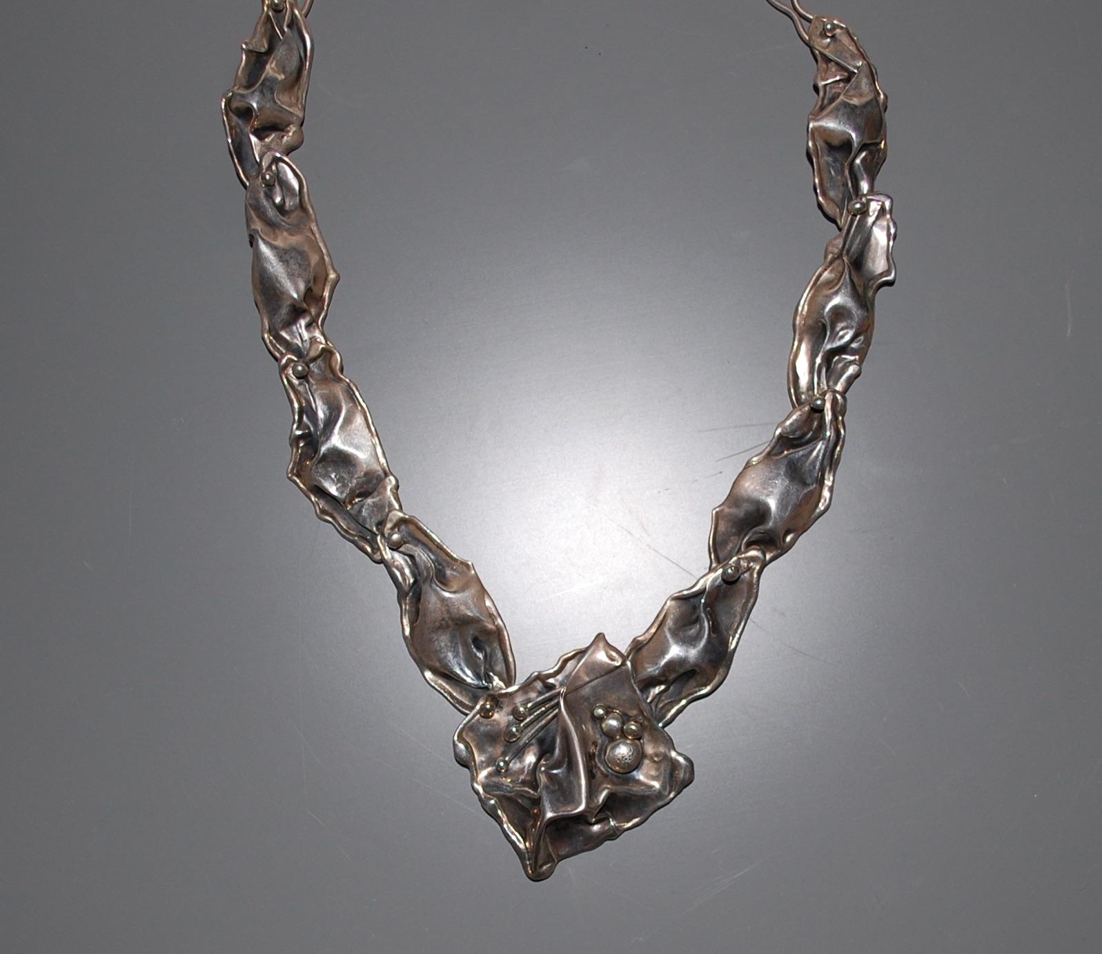 Artist Modern Artisan Sterling Necklace For Sale