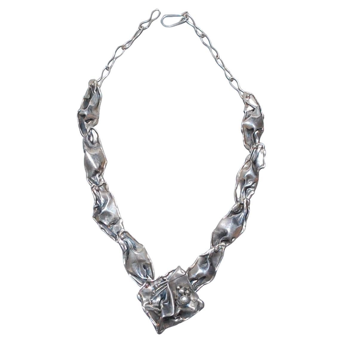 Modern Artisan Sterling Necklace For Sale