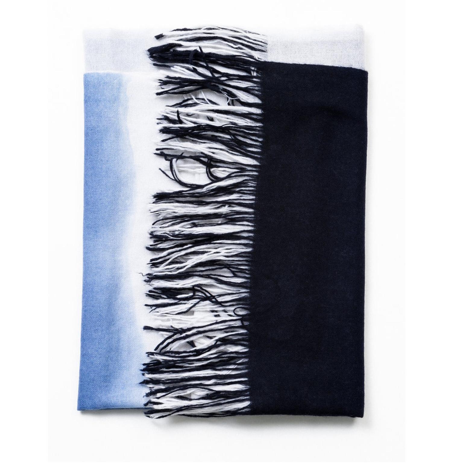 Custom design by Studio Variously, AZURE throw / blanket is handwoven by master weavers in Nepal and dip dyed entirely with eco-friendly certified Swiss dyes. A sustainable design brand based out of Michigan, Studio Variously exclusively