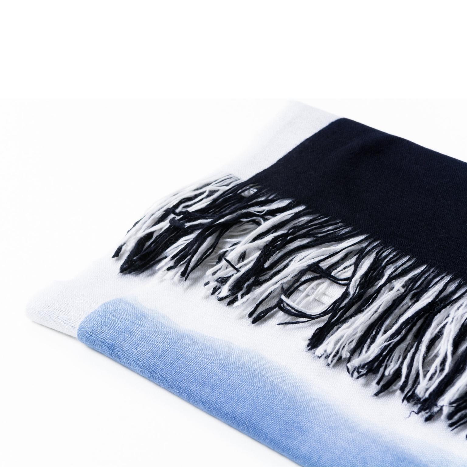 Modern AZURE Handloom Cashmere Light Weight Ombre Dyed Throw / Blanket  For Sale