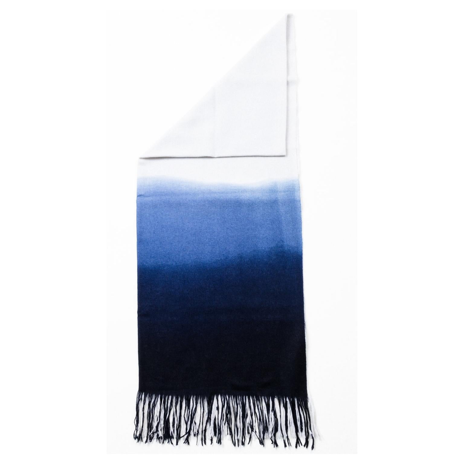 Nepalese AZURE Handloom Cashmere Light Weight Ombre Dyed Throw / Blanket  For Sale