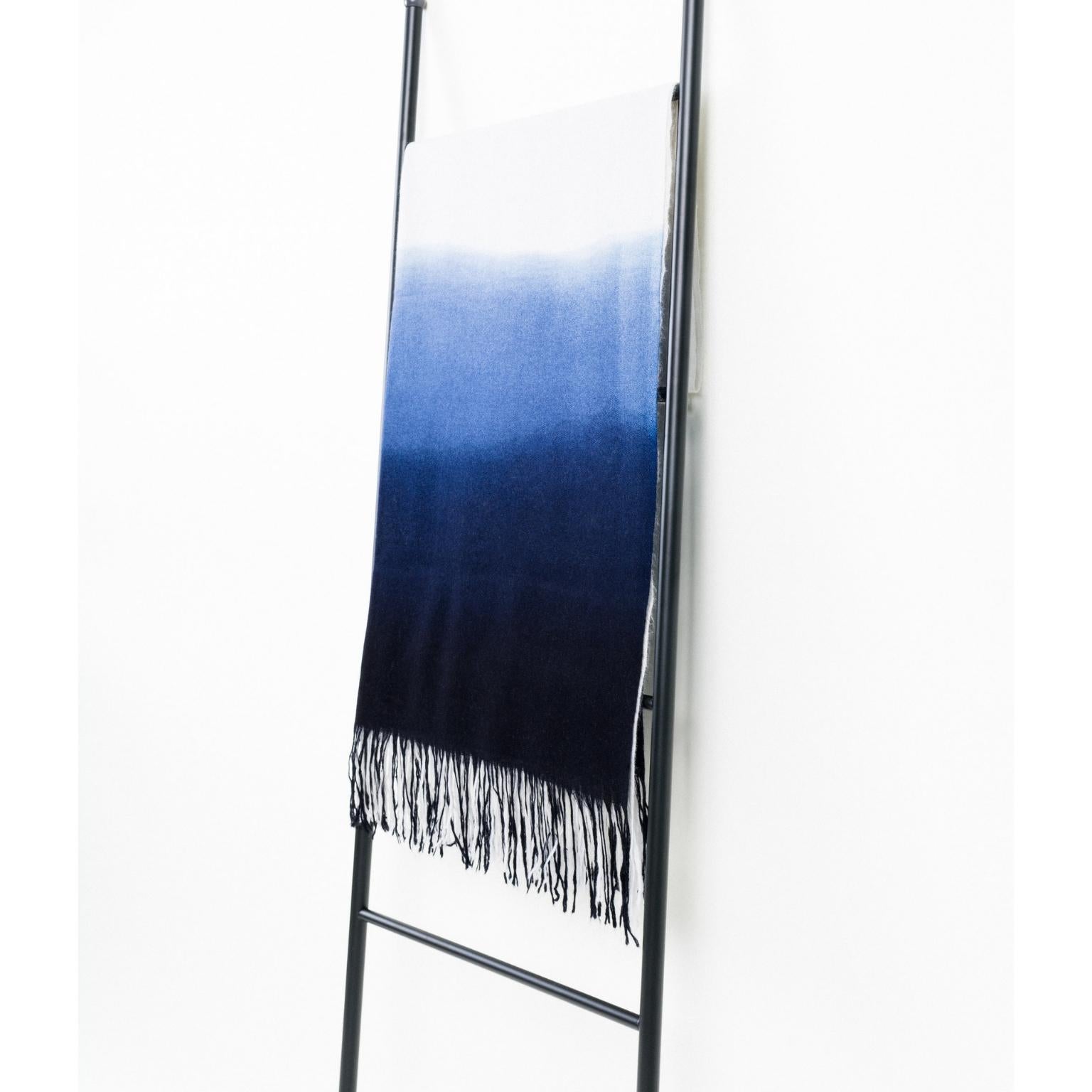 Azure Handloom Cashmere Merino Light Weight Ombre Dyed Throw In Calming Indigo In New Condition In Bloomfield Hills, MI