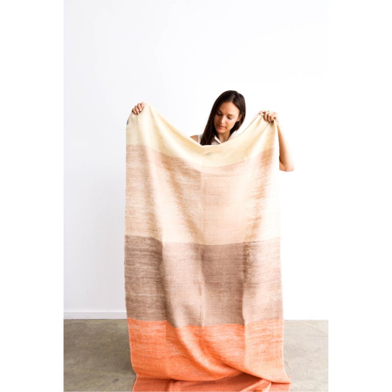 Classic ArtisanMade Handloom CHESTNUT Color Block Throw / Blanket In
