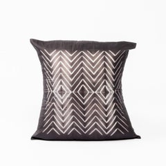 Naami Charcoal Black Wave Pattern Handcrafted Shibori Silk Artisanal Pillow