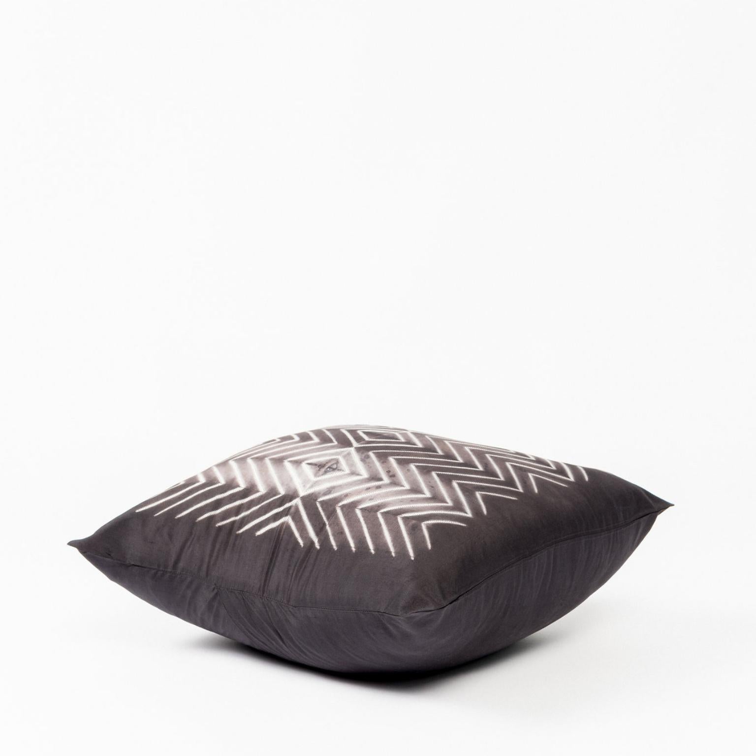 Dyed NAAMI Black Shibori Silk Pillow For Sale