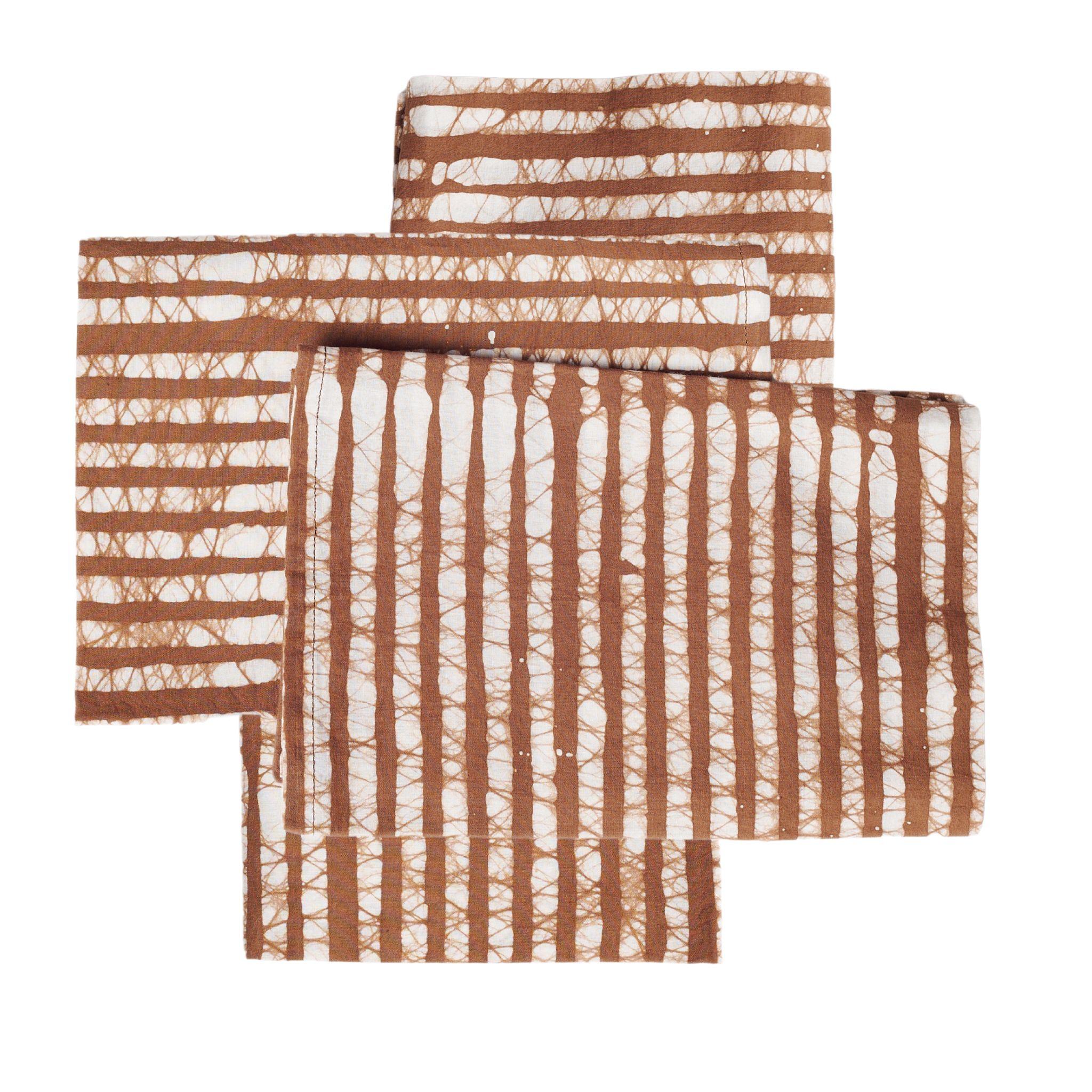 Serviettes de table en coton Oak Brown imprimées à la main par des artisans (lot de 4) en vente 6