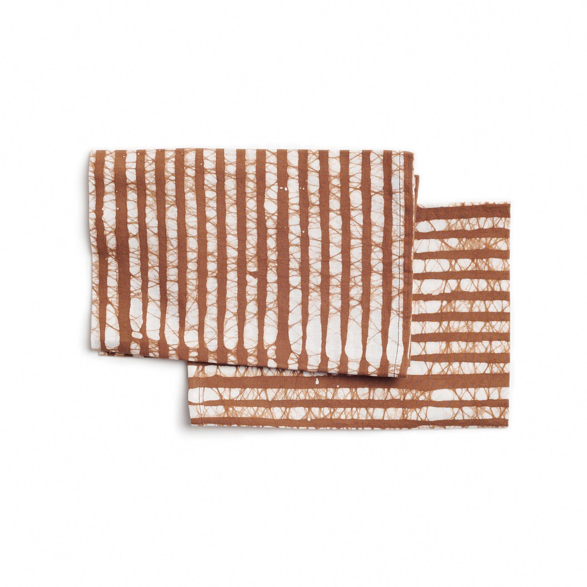 Serviettes de table en coton Oak Brown imprimées à la main par des artisans (lot de 4) en vente 9