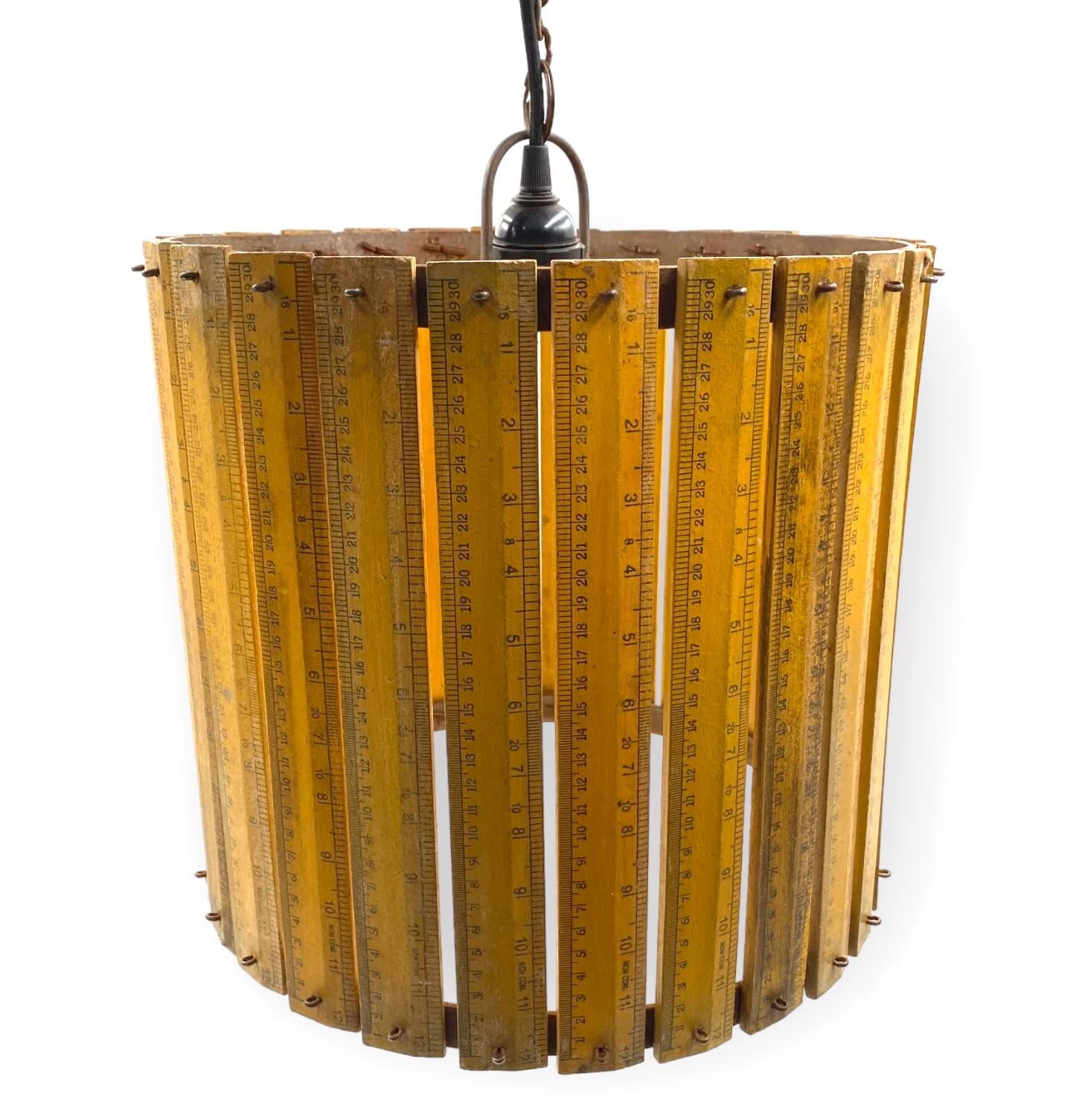Mid-Century Modern Modern artisanal rulers shaped ceiling lamp, France 1960s For Sale