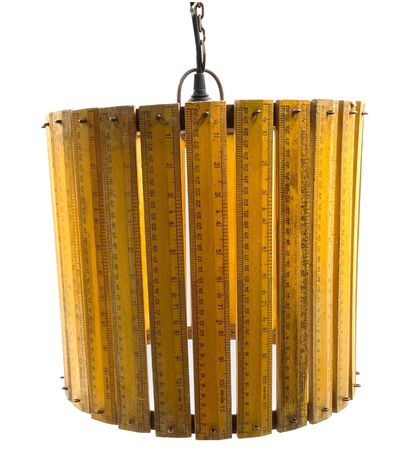 Mid-20th Century Modern artisanal rulers shaped ceiling lamp, France 1960s For Sale