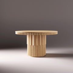 Modern artisanal sculptural multifaceted wood dining table made in Italy