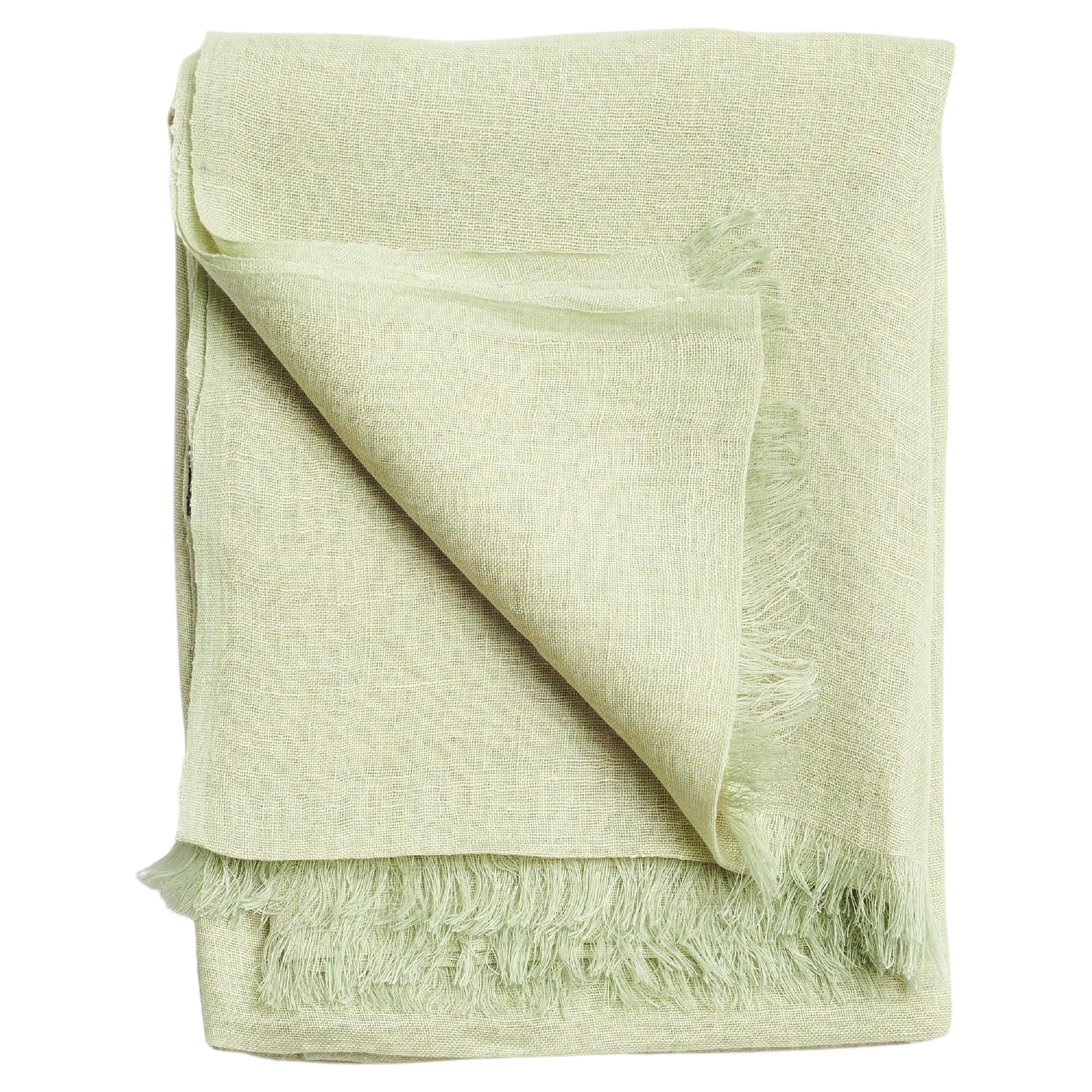 Soja  Écharpe en lin tissée à la main par des artisans dans de douces teintes vert citron pastel