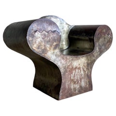 Modern Artist Made Steel Lounge Chair After Ron Arad