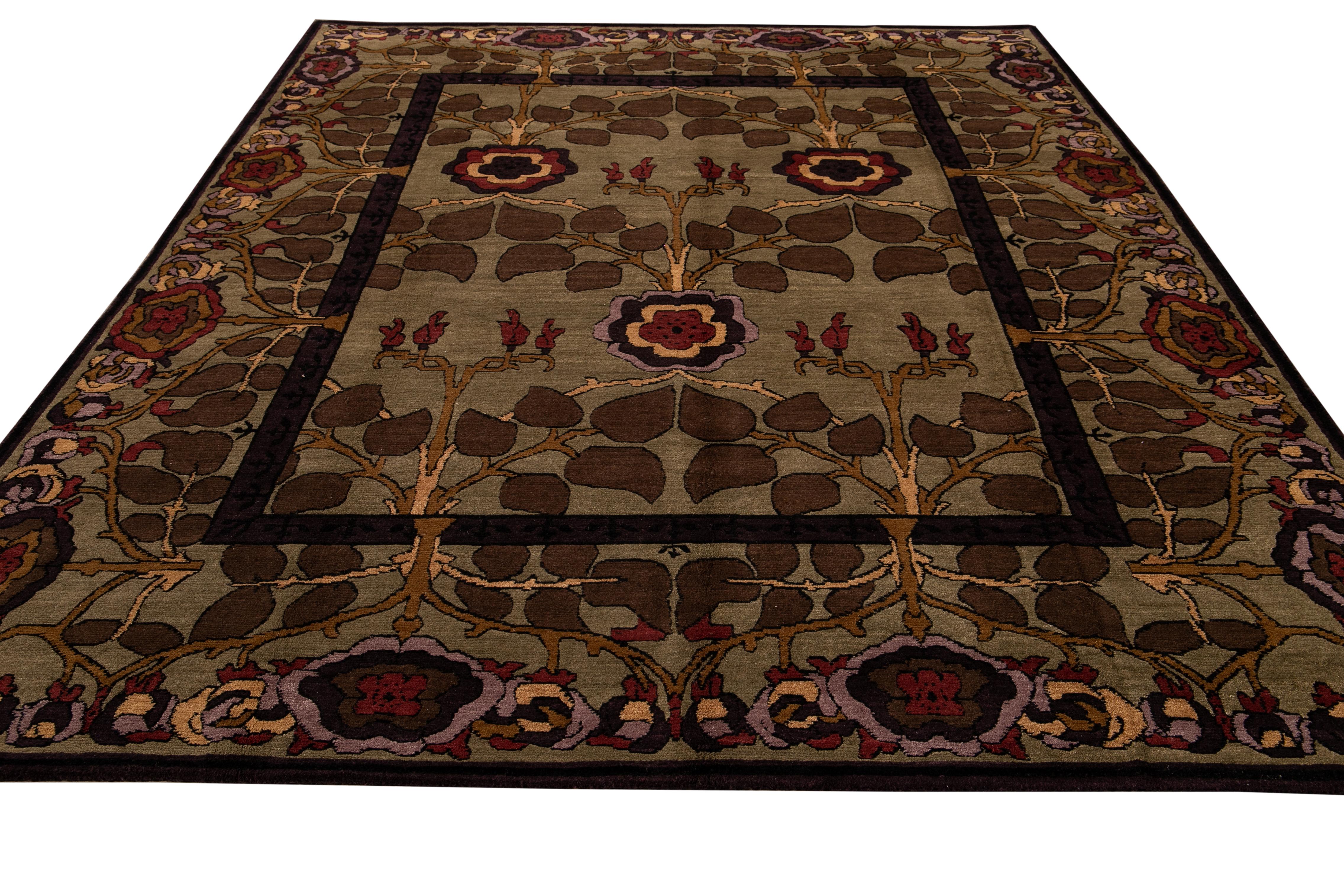 21st Century Modern Arts & Crafts Tibetan Wool Rug For Sale 7