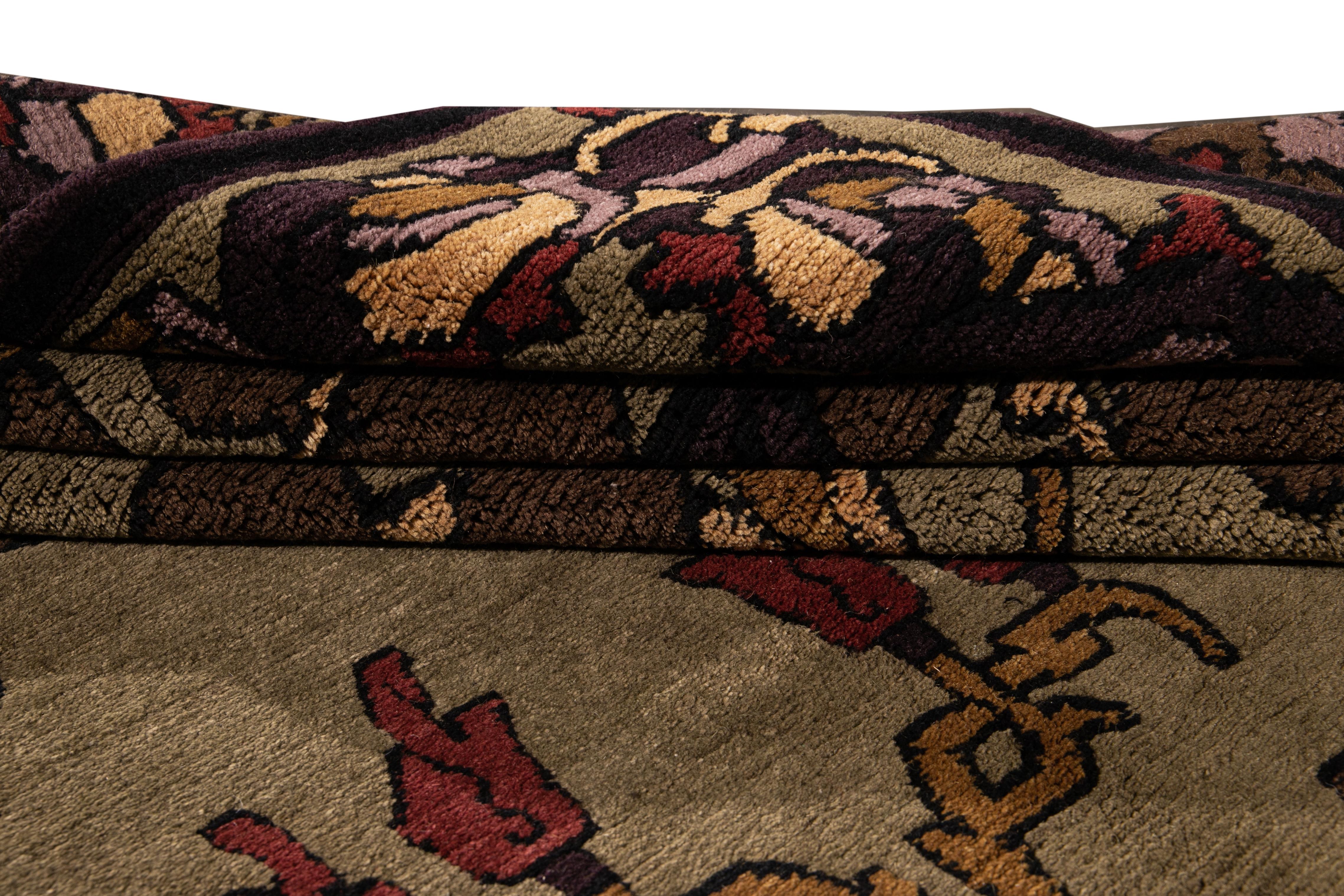 21st Century Modern Arts & Crafts Tibetan Wool Rug In New Condition For Sale In Norwalk, CT