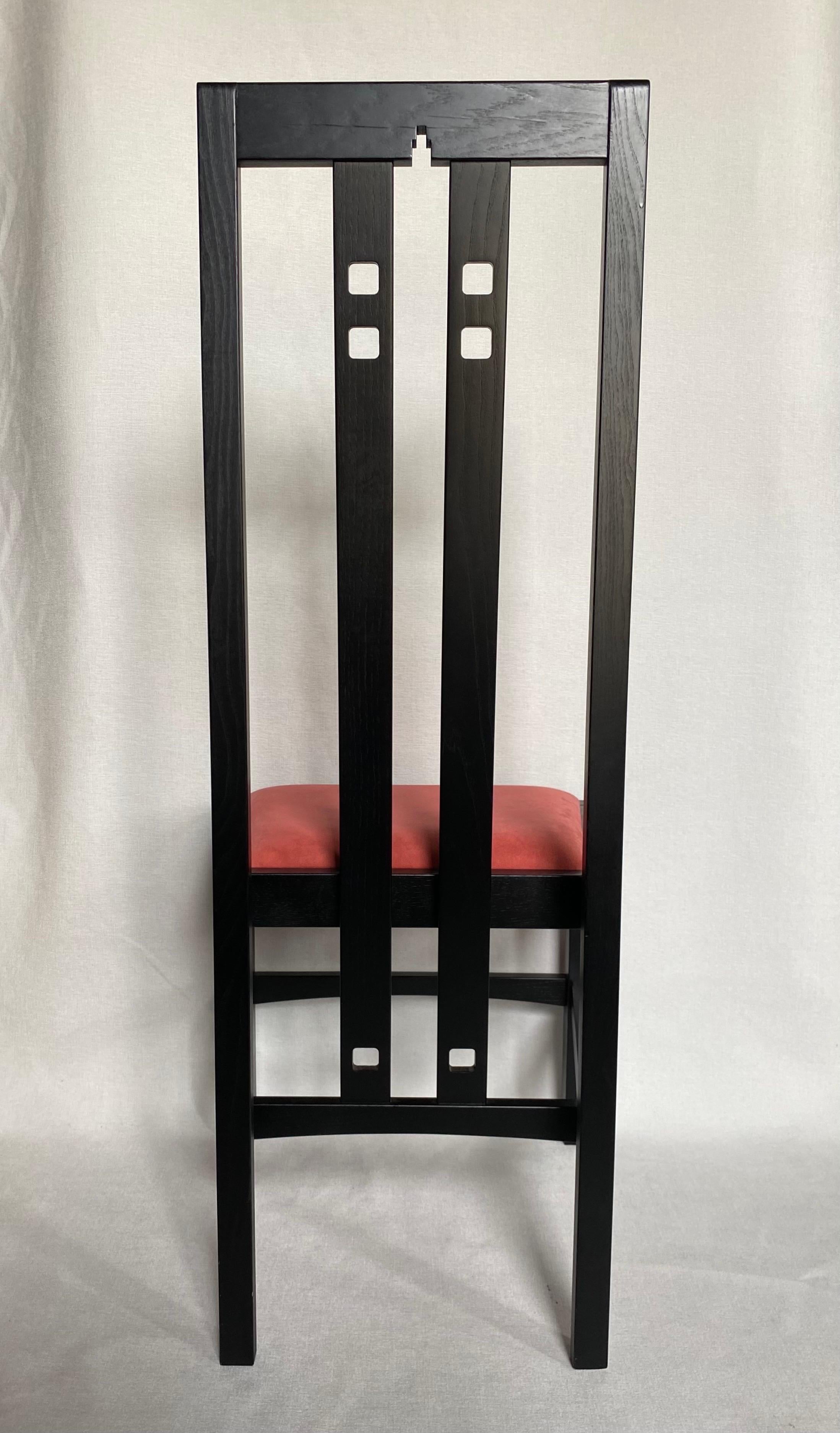 Modern Arts & Crafts Style Tall Black Wood Dining Side Chairs, Set of Four For Sale 1