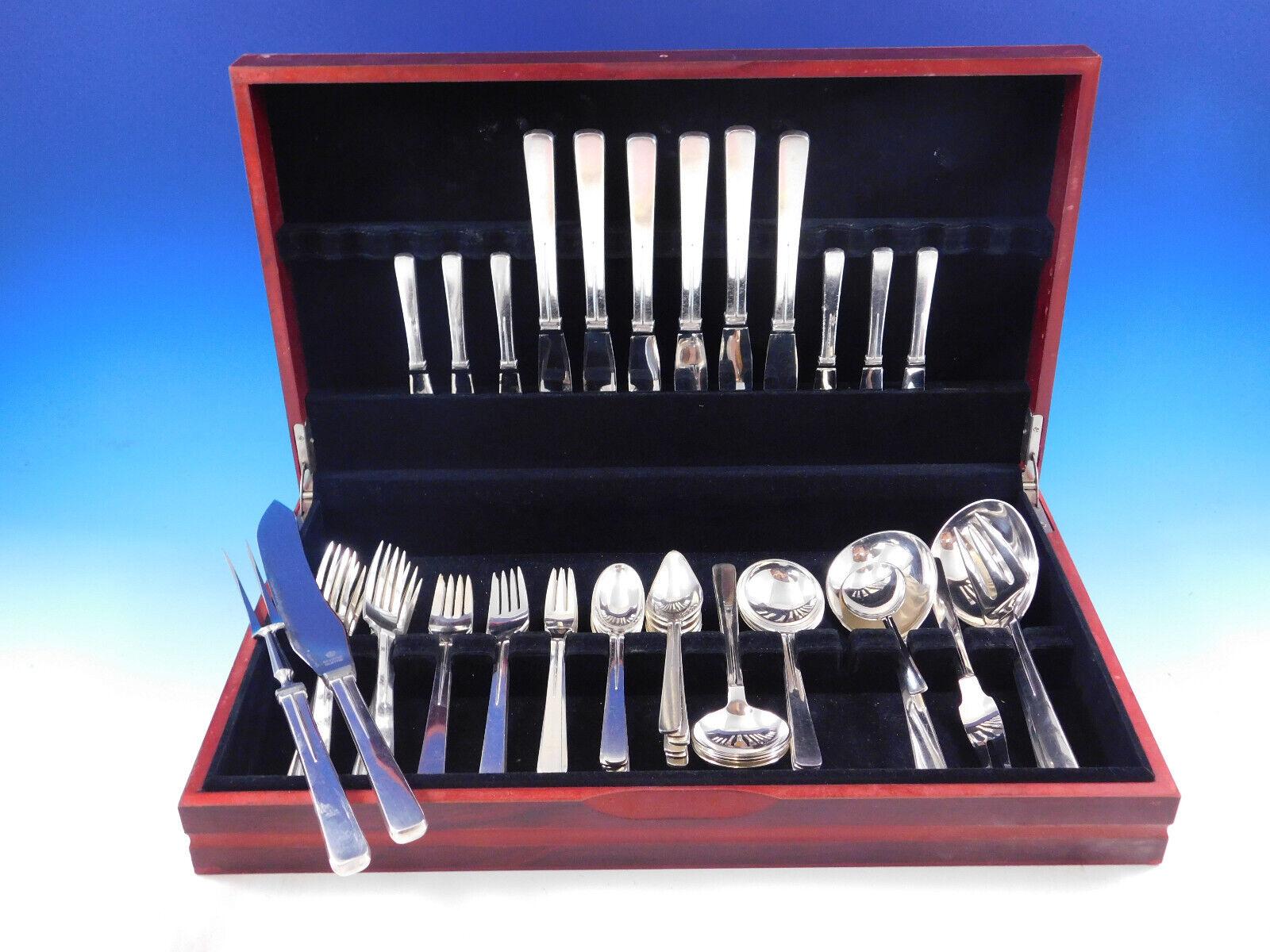 Scarce modern AKA arvesolv No. 17 by Hans Hansen Danish sterling silver flatware set - 55 pieces. This set includes:


6 Knives, 8 7/8