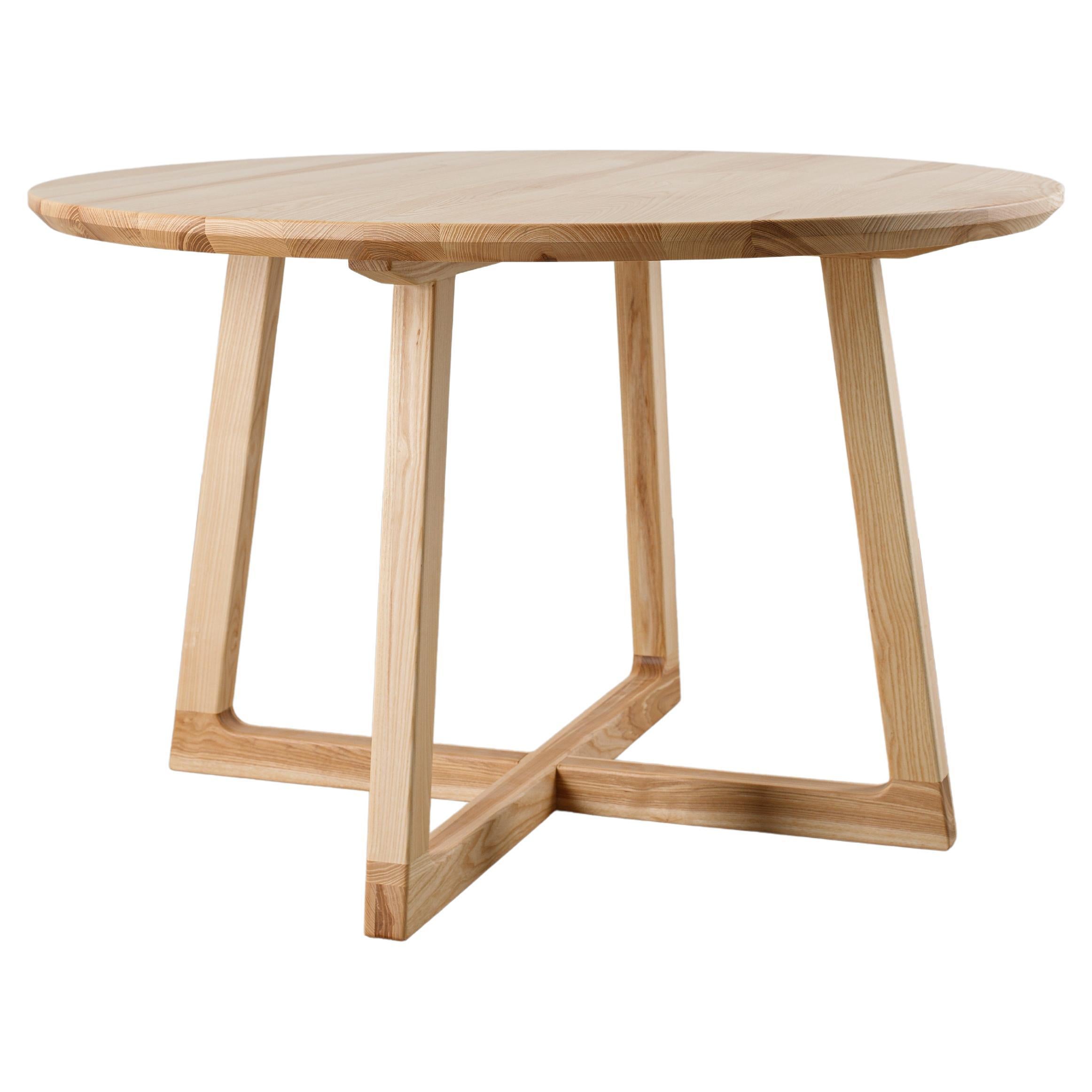 Table de salle à manger ronde moderne en frêne massif
