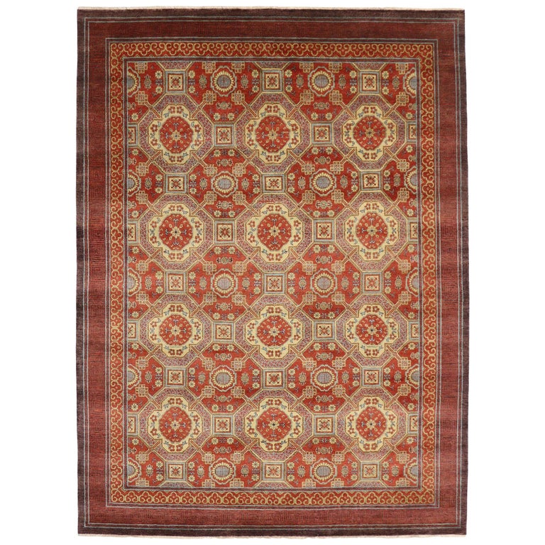 Modern Asian Khotan Design Rug with Hollywood Regency Style For Sale at