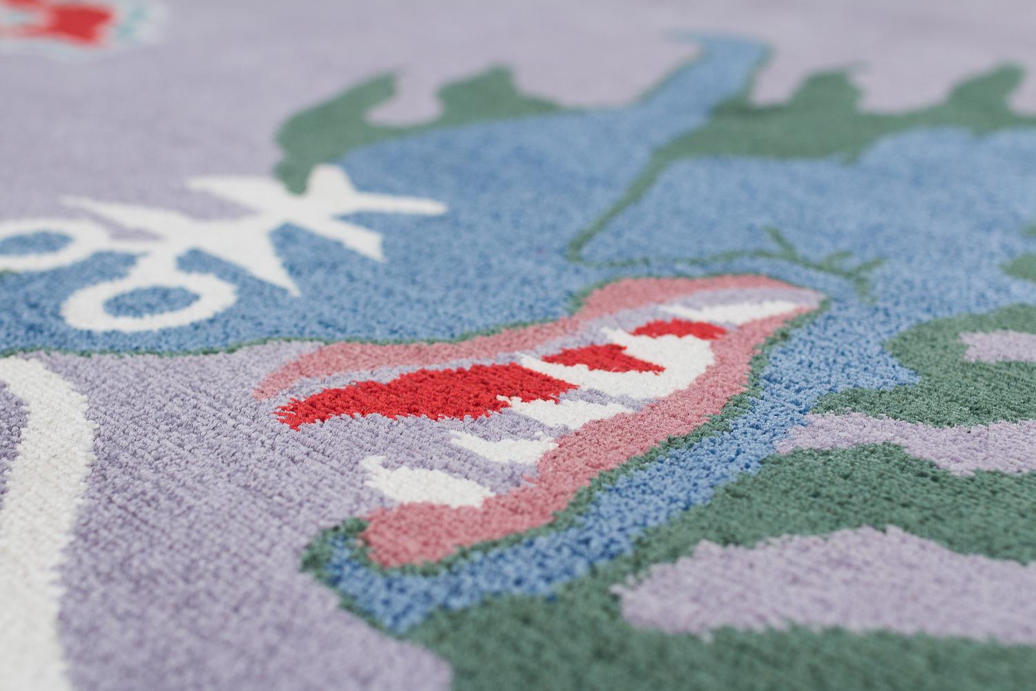 Alfombra asiática contemporánea de seda de colores Dragón púrpura de Joseph Carini Carpets en venta 6