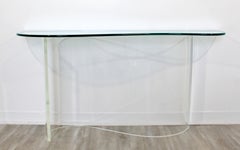 Modern Asymmetrical Lucite and Glass Wave Console Table 1970s Hollis Jones Era